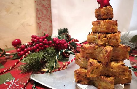 Albero natalizio di rosti con zucca, porro, patate e pancetta la ricetta
